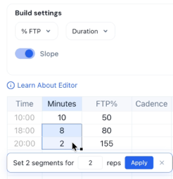 Fastest workout editor